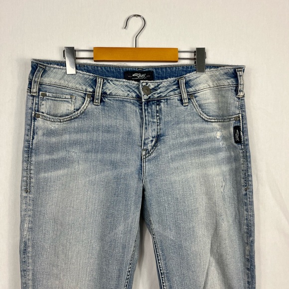 Silver Aiko Slim Crop Light Wash Sz 33 - Picture 4 of 12